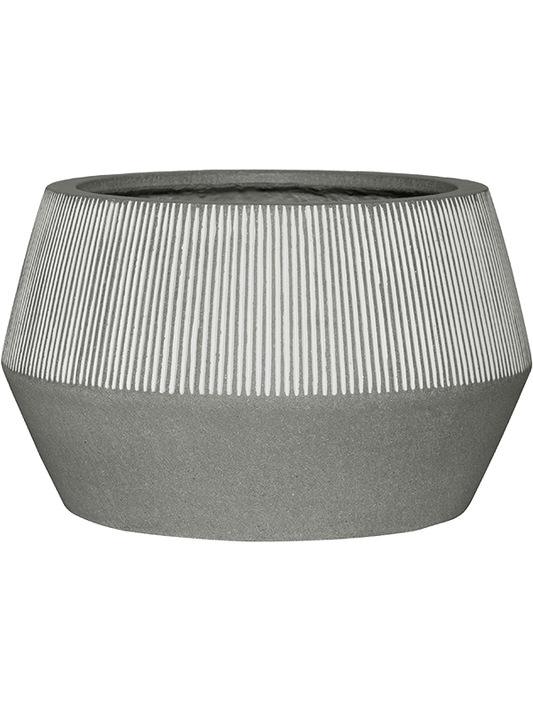 Ridged Plant Pot 32cm Height 38cm Dia Harley Low L, White Stripe
