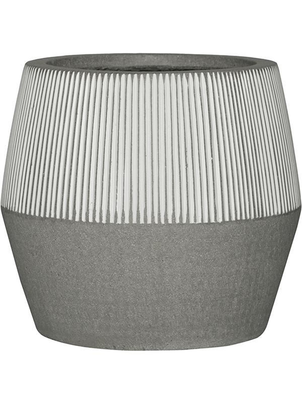 Ridged Plant Pot 32cm Height 25cm Dia Harley S, White Stripe