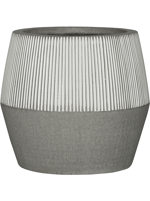 Ridged Plant Pot 40cm Height 38cm Dia Harley L, White Stripe