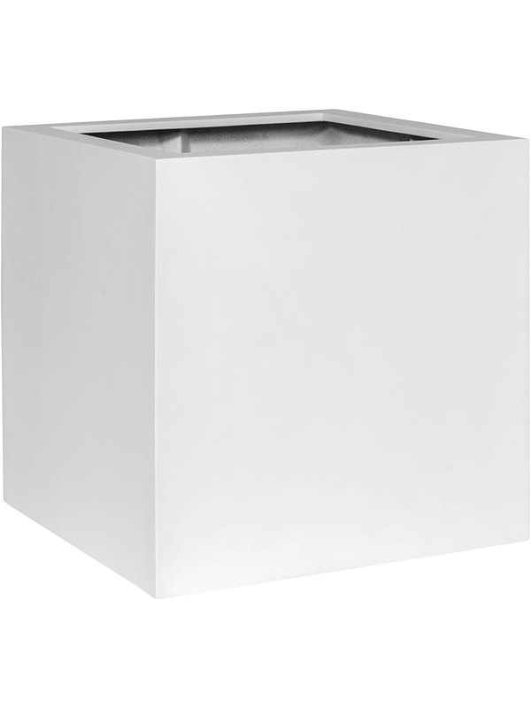 Fiberstone Plant Pot 30cm Height 24cm Dia Block S Matt white