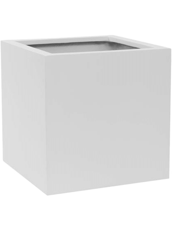 Fiberstone Plant Pot 40cm Height 38cm Dia Block M Matt white