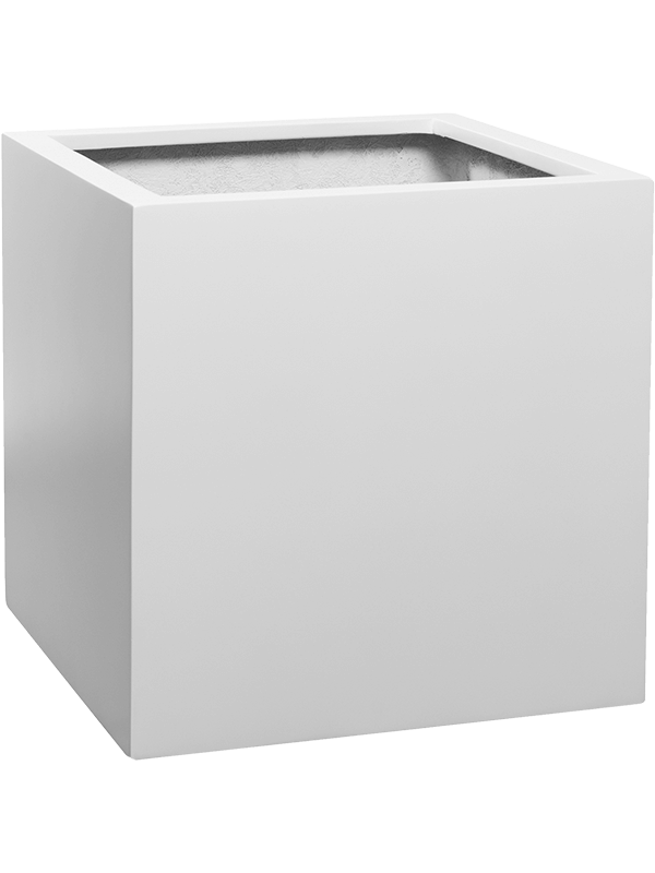 Fiberstone Plant Pot 50cm Height 45cm Dia Block L Matt white