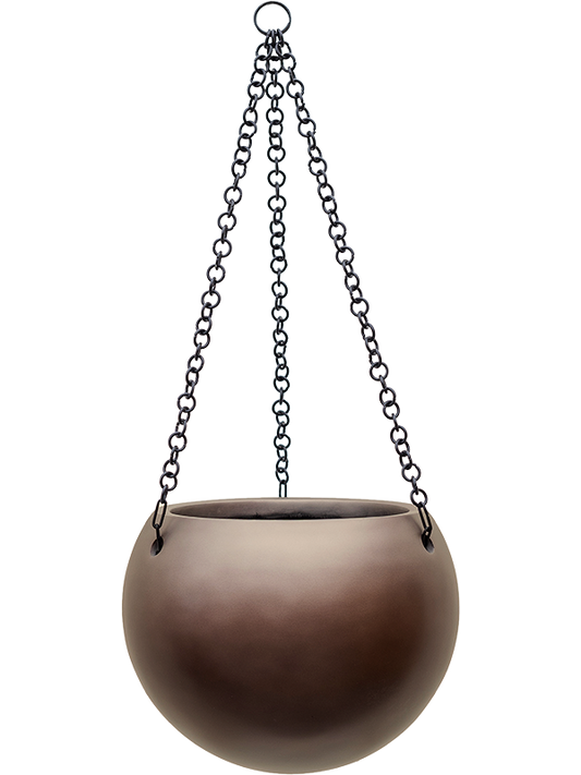 Baq Gradient Plant Pot 19cm Height 22cm Dia Hanging Globe Matt Coffee