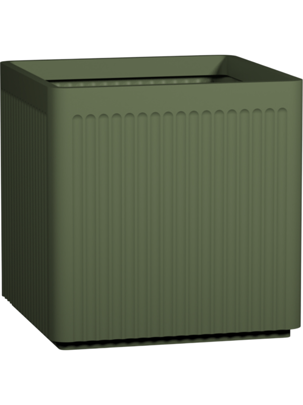 Ionic Plant Pot 50cm Height 46cm Dia Block Linea L, Sage Green