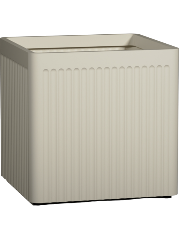 Ionic Plant Pot 50cm Height 46cm Dia Block Linea L, Silk White