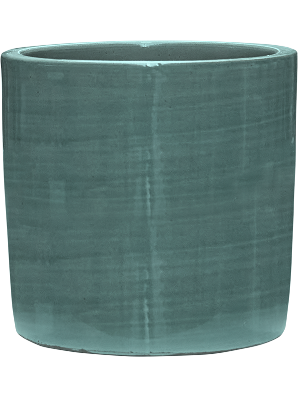 Plain Striped Plant Pot 19cm Height 17cm Dia Cylinder Aqua
