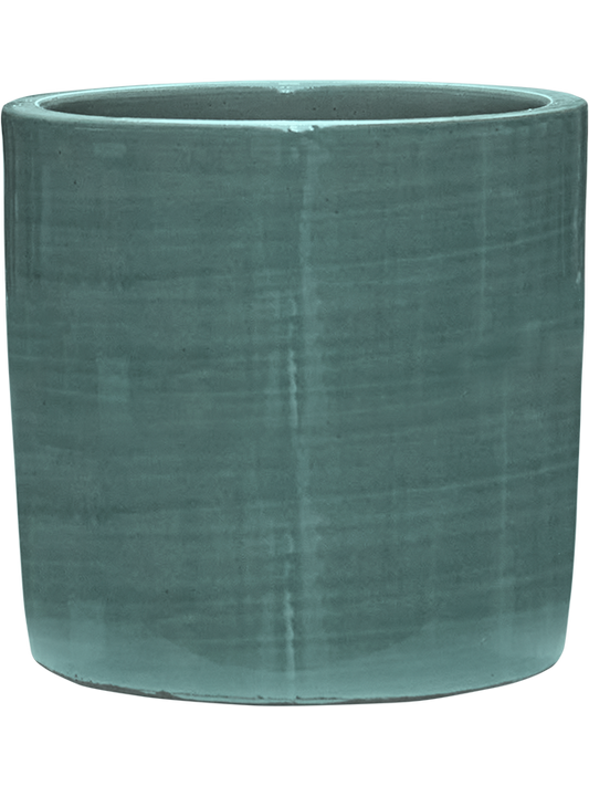 Plain Striped Plant Pot 19cm Height 17cm Dia Cylinder Aqua