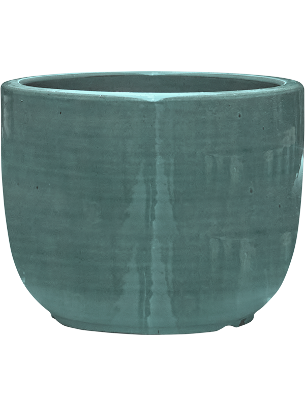 Plain Striped Plant Pot 16cm Height 18cm Dia Couple Aqua