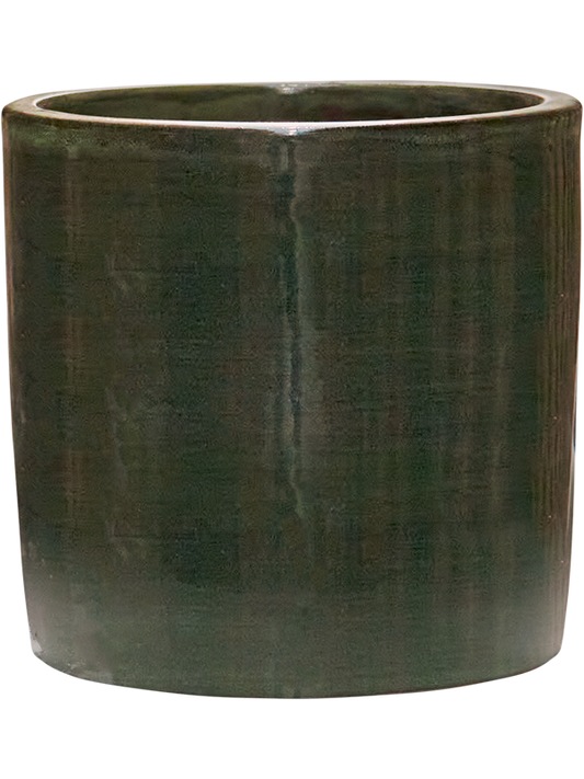Plain Striped Plant Pot 19cm Height 17cm Dia Cylinder Olive