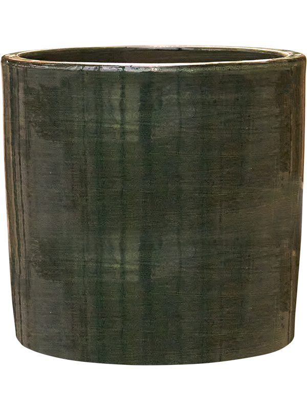 Plain Striped Plant Pot 27cm Height 24cm Dia Cylinder Olive