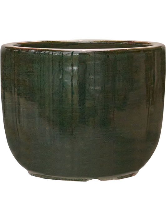 Plain Striped Plant Pot 16cm Height 18cm Dia Couple Olive
