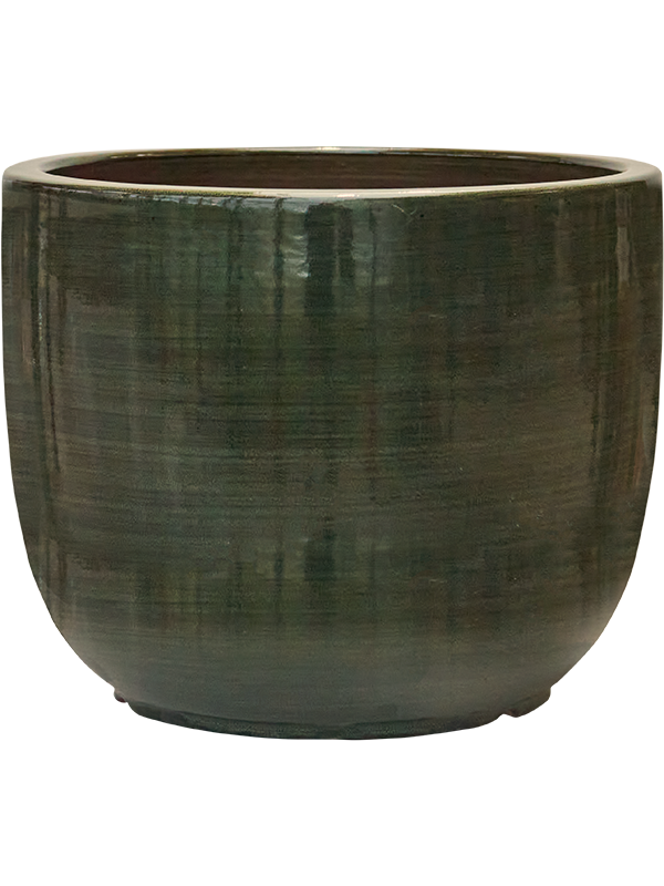 Plain Striped Plant Pot 27cm Height 29cm Dia Couple Olive