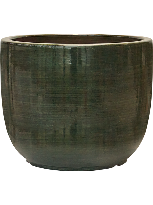 Plain Striped Plant Pot 27cm Height 29cm Dia Couple Olive