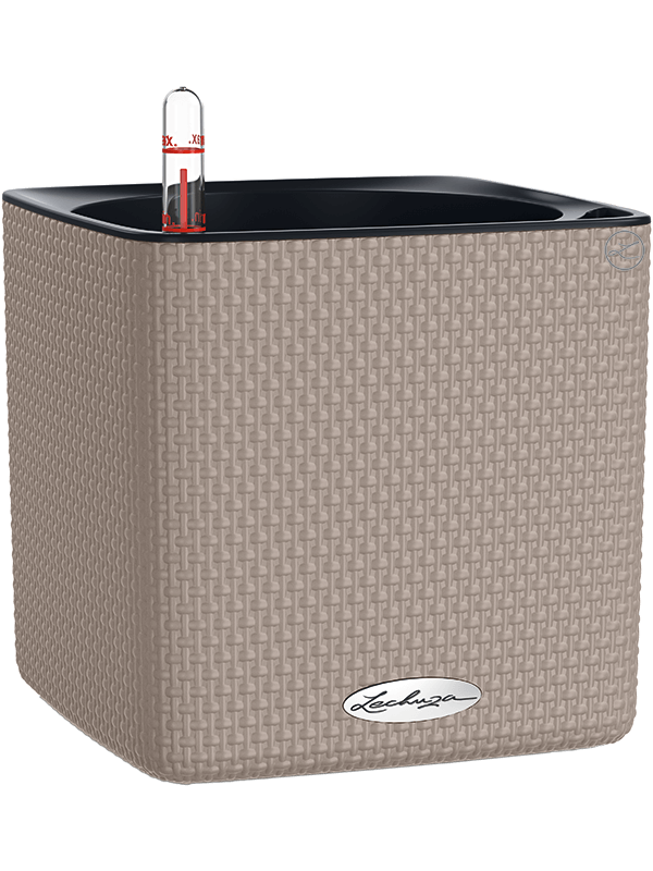 Lechuza Cube Color 16 Plant Pot 16cm Height 15cm Dia All Inclusive Set Sand Brown