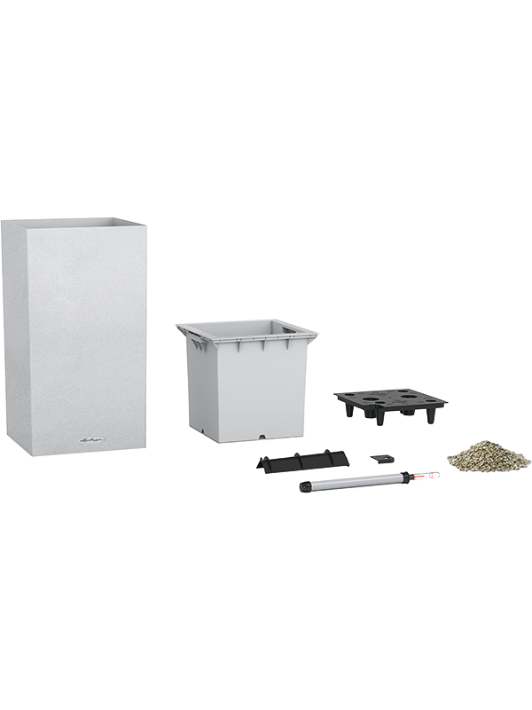 Lechuza Canto Stone 30 High Plant Pot 56cm Height 25cm Dia All Inclusive Set Quartz White