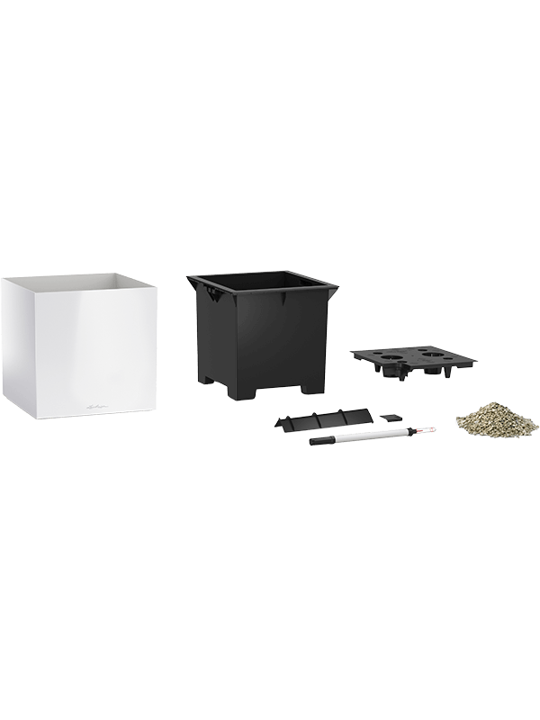 Lechuza Premium Canto 40 Low Plant Pot 41cm Height 35cm Dia All Inclusive Set White