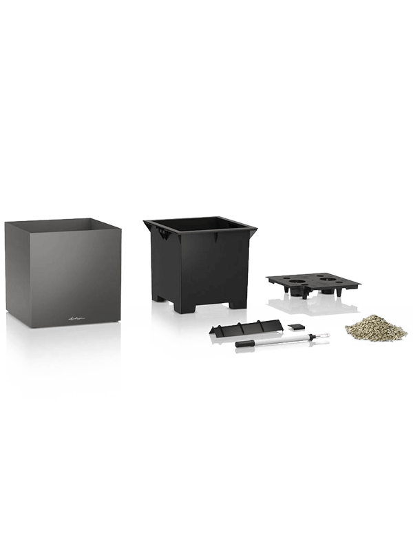 Lechuza Premium Canto 40 Low Plant Pot 41cm Height 34cm Dia All Inclusive Set Anthracite Metallic