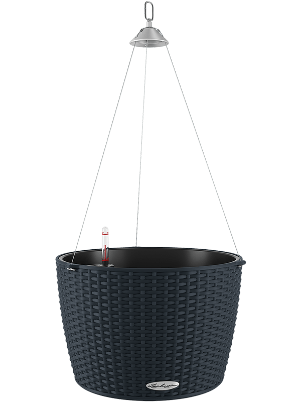 Lechuza Nido Cottage 35 Plant Pot 23cm Height 32cm Dia All Inclusive Set Graphite Black