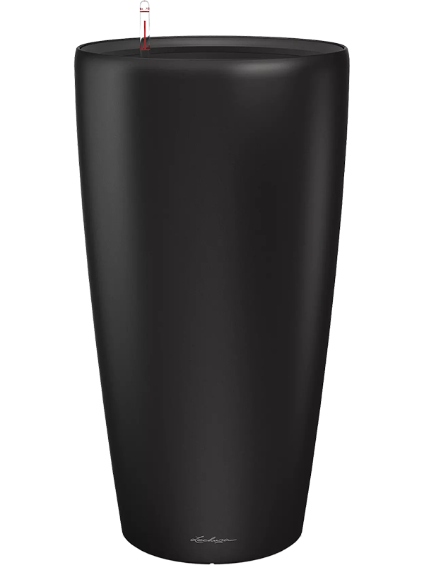 Lechuza Premium Rondo 40 Plant Pot 75cm Height 33cm Dia All Inclusive Set Black Matt
