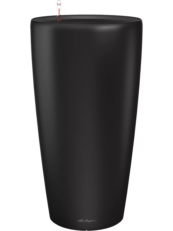 Lechuza Premium Rondo 32 Plant Pot 56cm Height 27cm Dia All Inclusive Set Black Matt