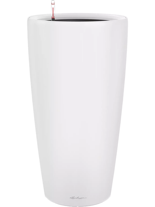 Lechuza Premium Rondo 32 Plant Pot 56cm Height 27cm Dia All inclusive Set White Matt
