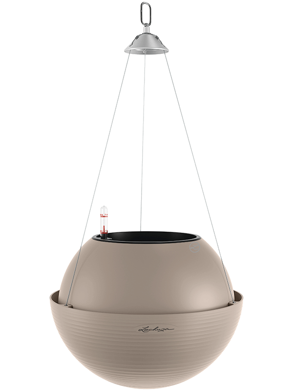 Lechuza Bola Color 32 Plant Pot 25cm Height 16cm Dia All Inclusive Set Sand Brown