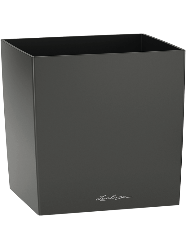 Lechuza Cube Premium Plant Pot 30cm Height 28cm Dia Single Planter Anthracite Metallic