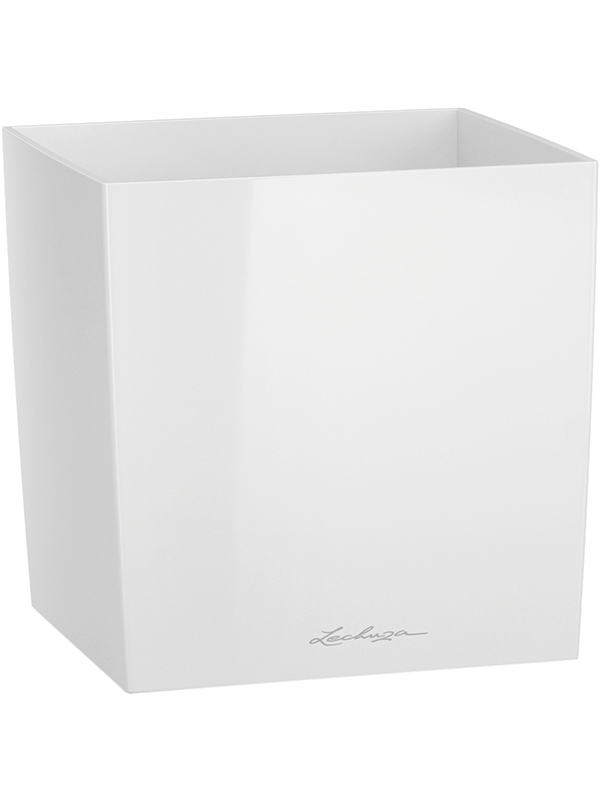 Lechuza Cube Premium Plant Pot 50cm Height 49cm Dia Single Planter White High Gloss