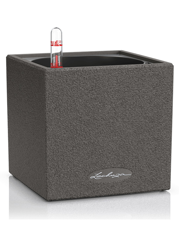 Lechuza Canto Stone 14 Plant Pot 14cm Height 12cm Dia All inclusive Set Graphite Black