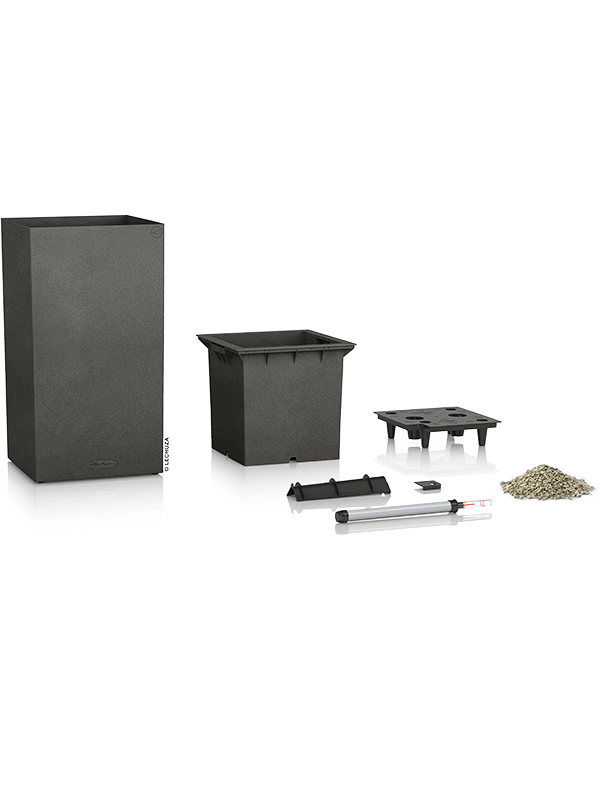 Lechuza Canto Stone 40 High Plant Pot 76cm Height 34cm Dia All Inclusive Set Graphite Black