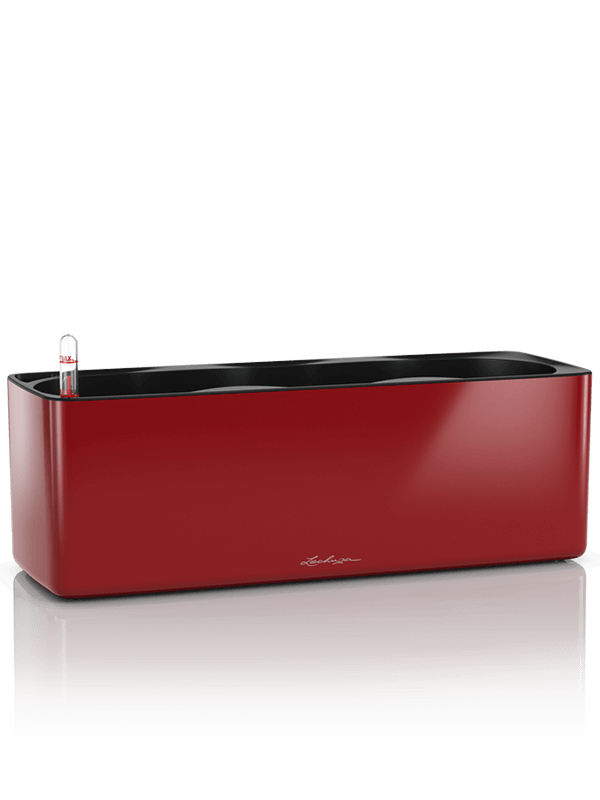 Lechuza Cube Glossy Triple Plant Pot 14cm Height 12cm Dia All Inclusive Set Scarlet Red High-gloss