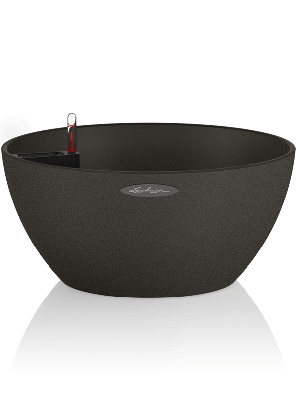 Lechuza Cubeto Stone 40 Plant Pot 18cm Height 38cm Dia All Inclusive Set Graphite Black