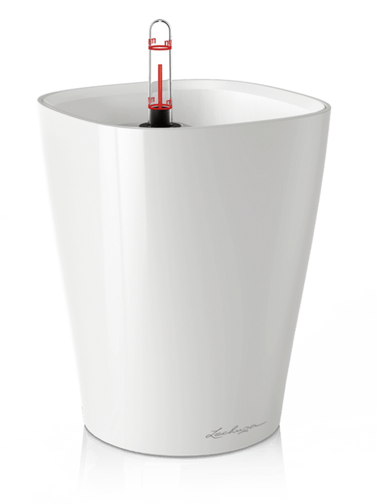 Lechuza Premium Deltini Plant Pot 18cm Height 12cm Dia All Inclusive Set White