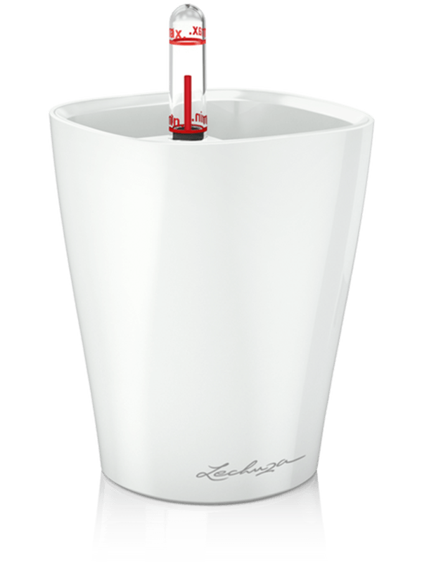 Lechuza Mini-Deltini Plant Pot 13cm Height 8cm Dia All Inclusive Set White High Gloss