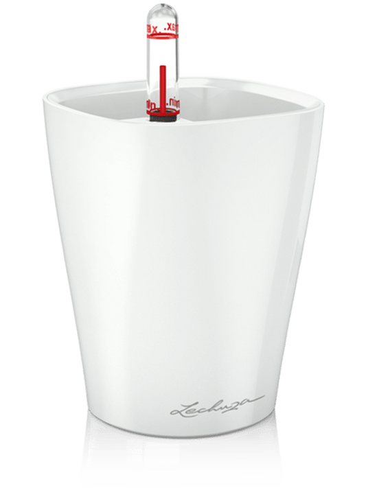 Lechuza Mini-Deltini Plant Pot 13cm Height 8cm Dia All Inclusive Set White High Gloss