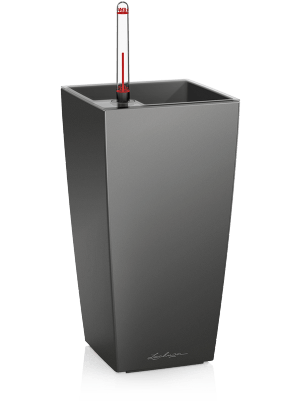 Lechuza Maxi-Cubi Plant Pot 26cm Height 8cm Dia All Inclusive Set Anthracite