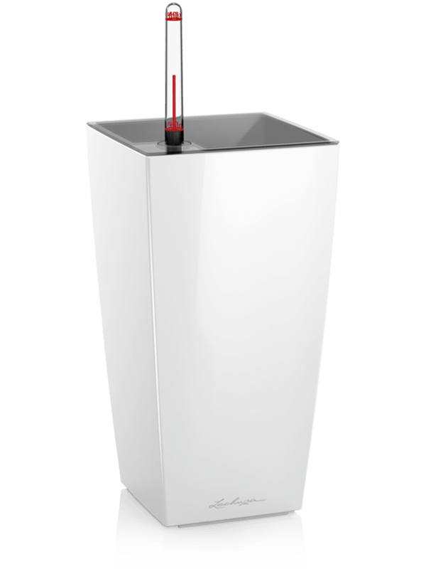 Lechuza Maxi-Cubi Plant Pot 26cm Height 8cm Dia All Inclusive Set White
