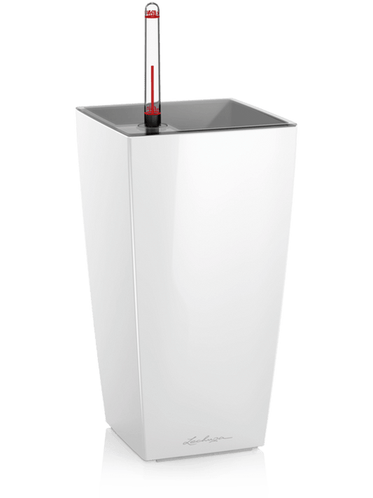 Lechuza Maxi-Cubi Plant Pot 26cm Height 8cm Dia All Inclusive Set White