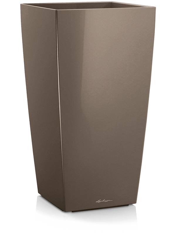 Lechuza Cubico Plant Pot 75cm Height 38cm Dia Taupe High Gloss