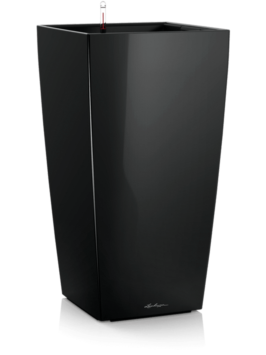 Lechuza Premium Cubico 40 Plant Pot 75cm Height 34cm Dia All Inclusive Set Black High Gloss