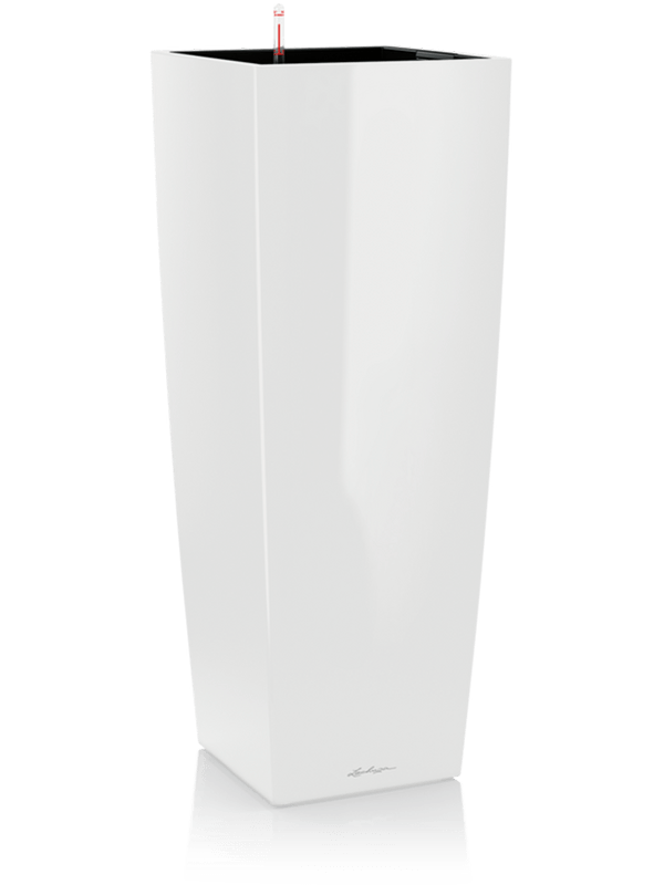 Lechuza Premium Cubico Alto Plant Pot 105cm Height 34cm Dia All Inclusive Set White