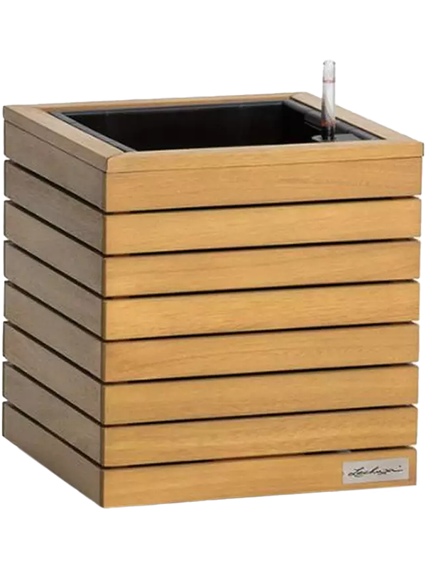 Lechuza Palo Natural Wood 35 Plant Pot 37cm Height 25cm Dia All Inclusive Set Low
