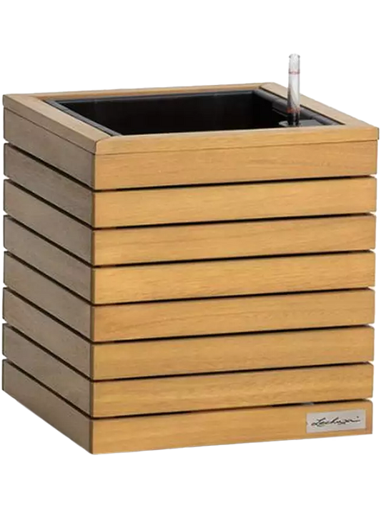 Lechuza Palo Natural Wood 35 Plant Pot 37cm Height 25cm Dia All Inclusive Set Low
