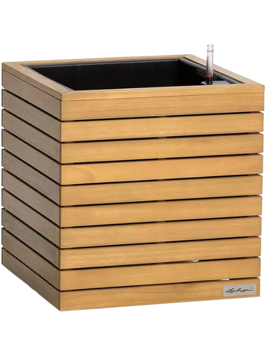 Lechuza Palo Natural Wood 45 Plant Pot 46cm Height 34.5cm Dia All Inclusive Set Low