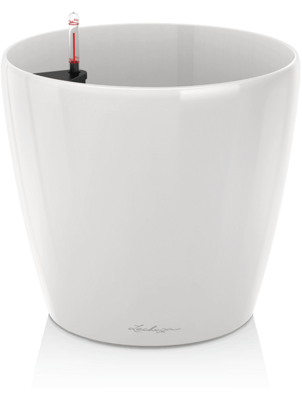 Lechuza Premium Classico 60 Plant Pot 56cm Height 57cm Dia All Inclusive Set White High Gloss