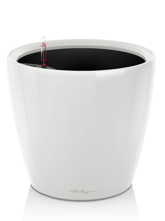 Lechuza Premium Classico LS 35 Plant Pot 33cm Height 29cm Dia All Inclusive Set White High Gloss