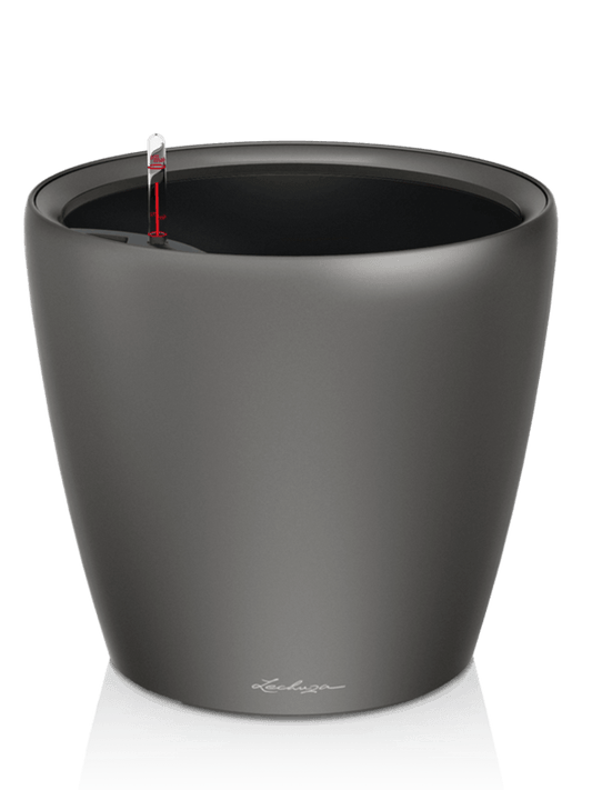 Lechuza Premium Classico LS 35 Plant Pot 33cm Height 29cm Dia All Inclusive Set Anthracite Metallic