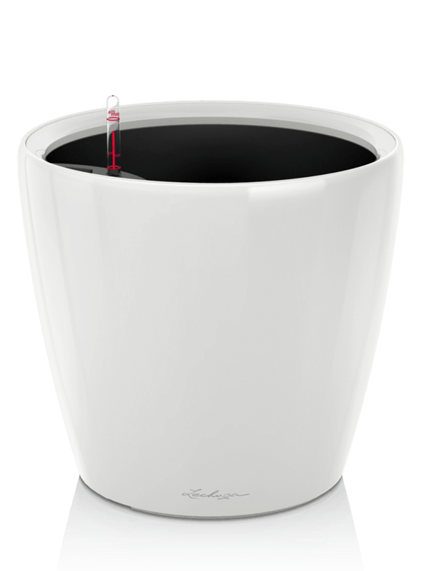 Lechuza Premium Classico LS 50 Plant Pot 47cm Height 42cm Dia All Inclusive Set White High Gloss