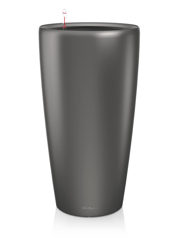 Lechuza Premium Rondo 32 Plant Pot 56cm Height 27cm Dia All Inclusive Set Anthracite Metallic