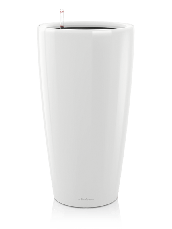 Lechuza Premium Rondo 32 Plant Pot 56cm Height 27cm Dia All Inclusive Set White High Gloss